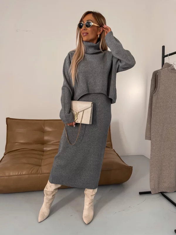 W&W Mode - Warmes Kleid - Rollkragenpullover