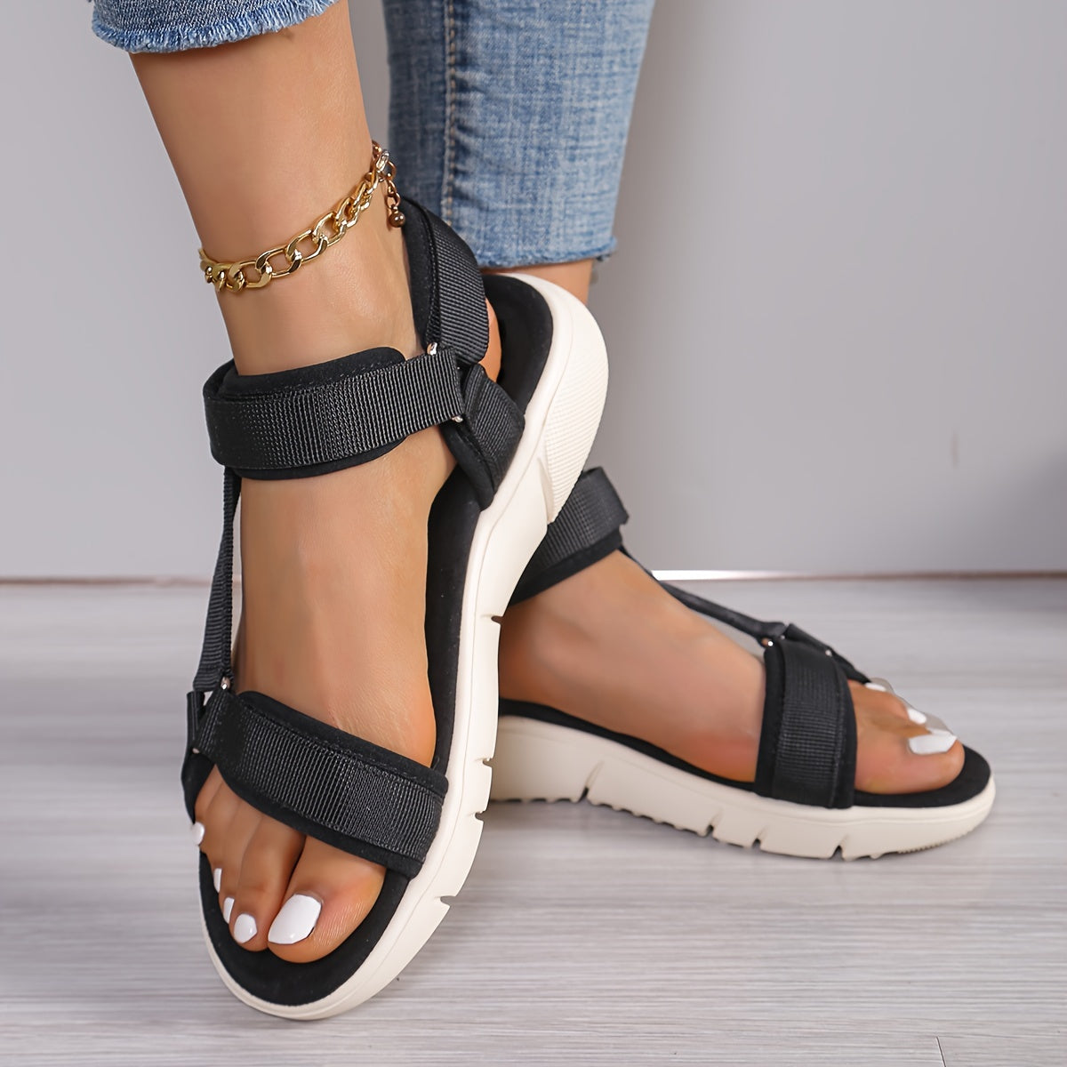 WW | Damen Sandalen: Farbblock, Rutschfest, Elegant, Leicht, Outdoor, Sommer