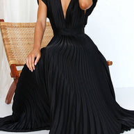 WW | Hallo Schöne Satin Plissee Midi Kleid