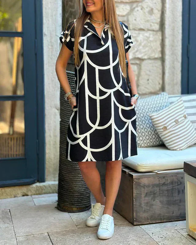 WW | Bedrucktes Midikleid mit Kurzen Ärmeln