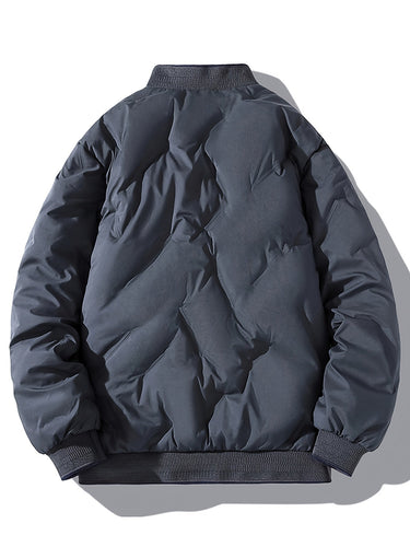 WW | Baseballkragen Reißverschluss Solides Fleece Mit Taschen Winterjacke Für Herren - Perfekt für Outdoor-Aktivitäten