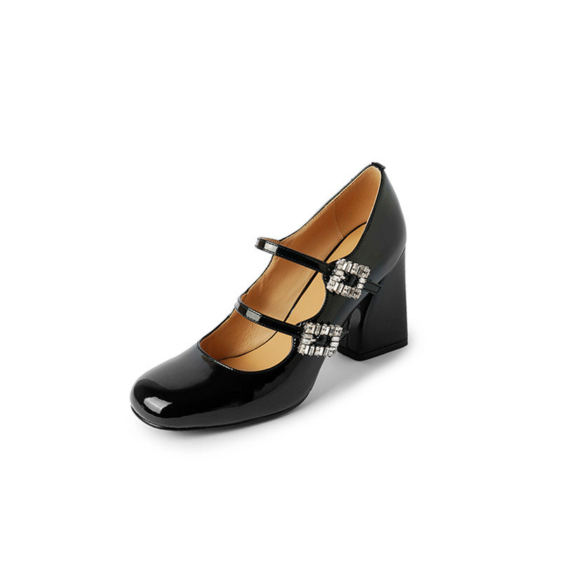WW | Rund Kopf Chunky Absatz Niedrig Schnitt Bequeme Pumps