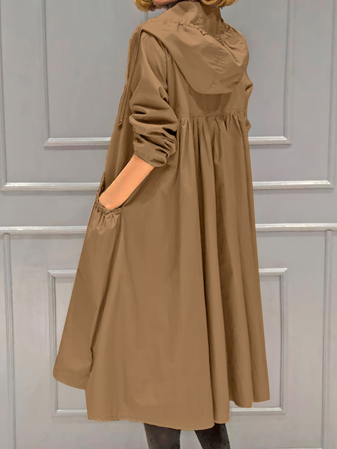 W&W Mode | Damen Lässig Lange Jacke Mit Kapuze Und Reißverschluss