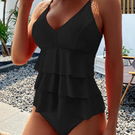 WW | Split Tankini In Einfarbiger Farbe