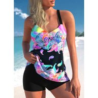 Atmungsaktiver Tankini von WW mit schwarzem Blumendruck