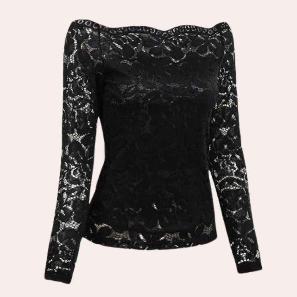 WW | Damen Top Stilvolles Off Shoulder Spitzen Shirt Top Für Frauen