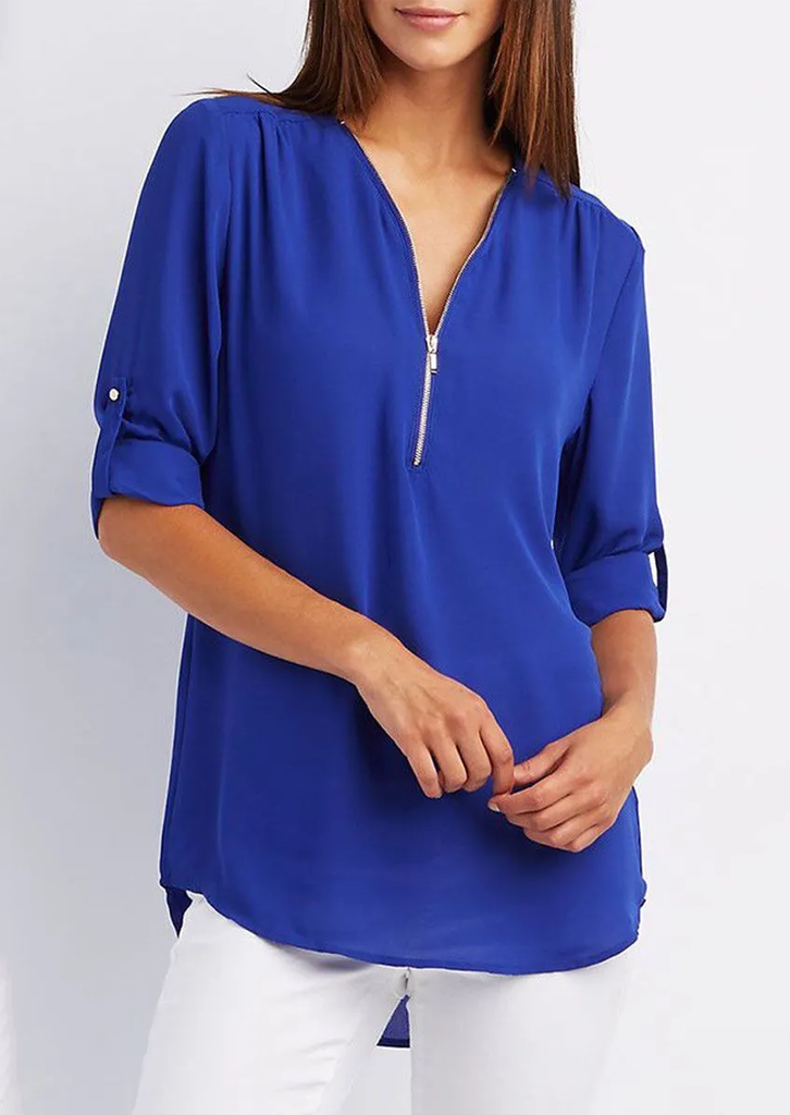 WW | Chiffonbluse mit Reißverschluss