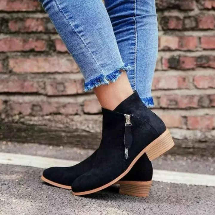 W&W Mode | Damen Wildlederstiefel mit Bequemer Passform und Reißverschluss