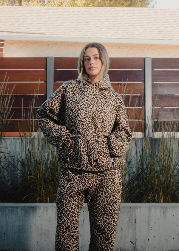 W&W Mode | Leopardenmuster Hoodie und Jogginghose Set für Damen