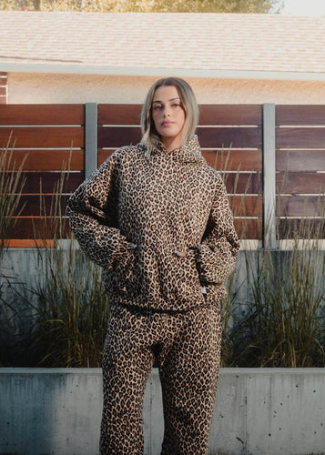 W&W Mode | Leopardenmuster Hoodie und Jogginghose Set für Damen