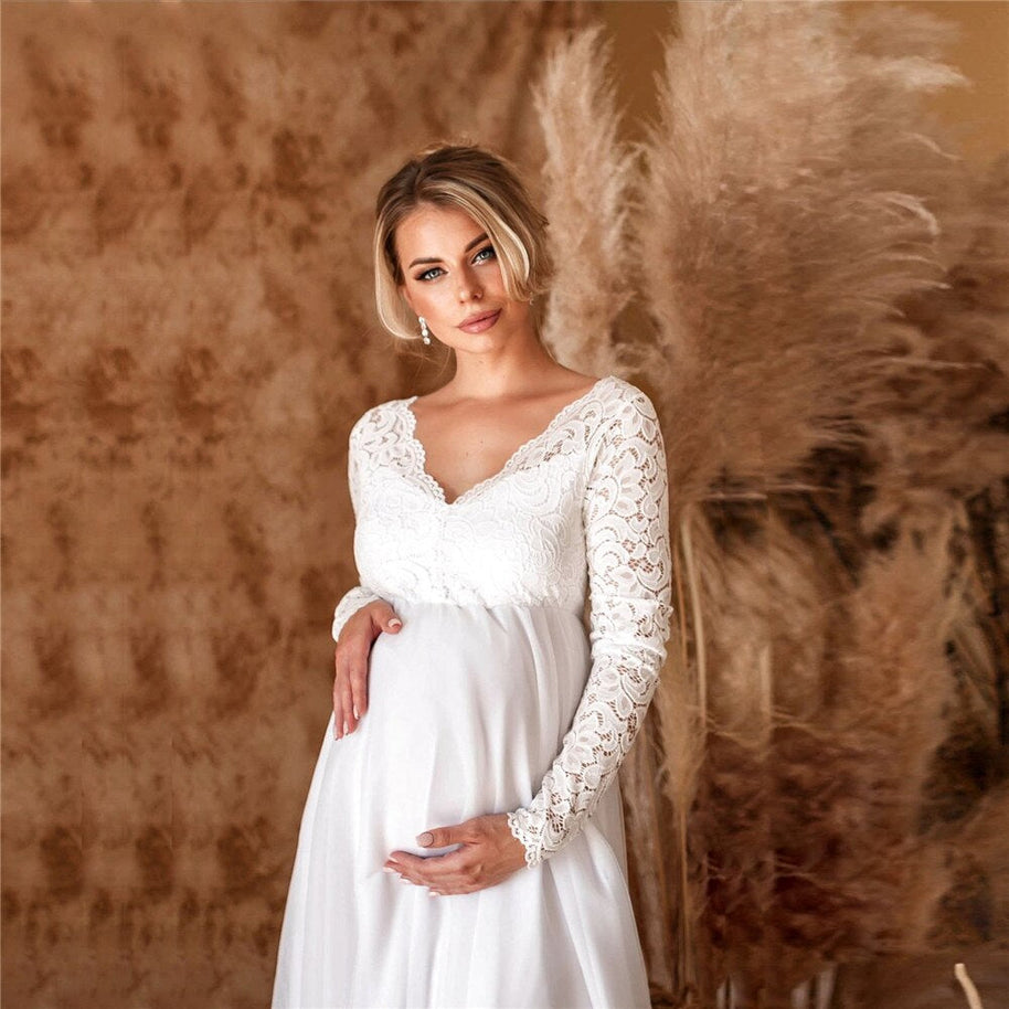WW | Elegantes Spitzen-Maxikleid Für Schwangere