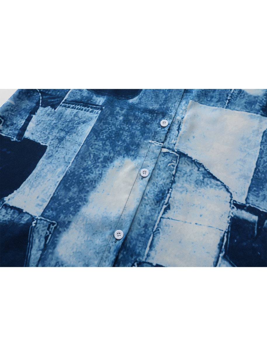 WW | Damen Casual Midi Hemdkleid in Blau