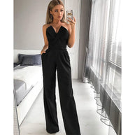WW | Off Shoulder Sexy V-Ausschnitt Lange Hose Jumpsuit