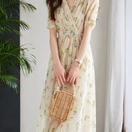 WW | Temperament Kurzarm Chiffonkleid