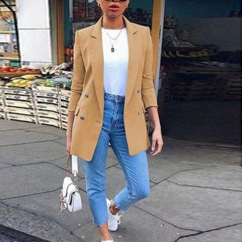 WW | Damen Blazer Eleganter Longblazer Mit 3/4 Ärmeln, Ideal Für Business Looks