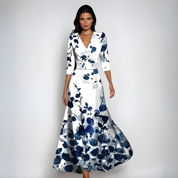 WW | Maxikleid Mit V-Ausschnitt Und Lebendigem Abstraktem Print Für Damen