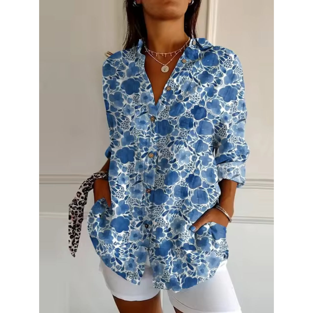 W&W Mode | Leichtes Langärmeliges Hemd Mit Blumenmuster Für Damen