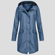 WW | Langer Regenmantel mit Kapuze und Taschen für Damen