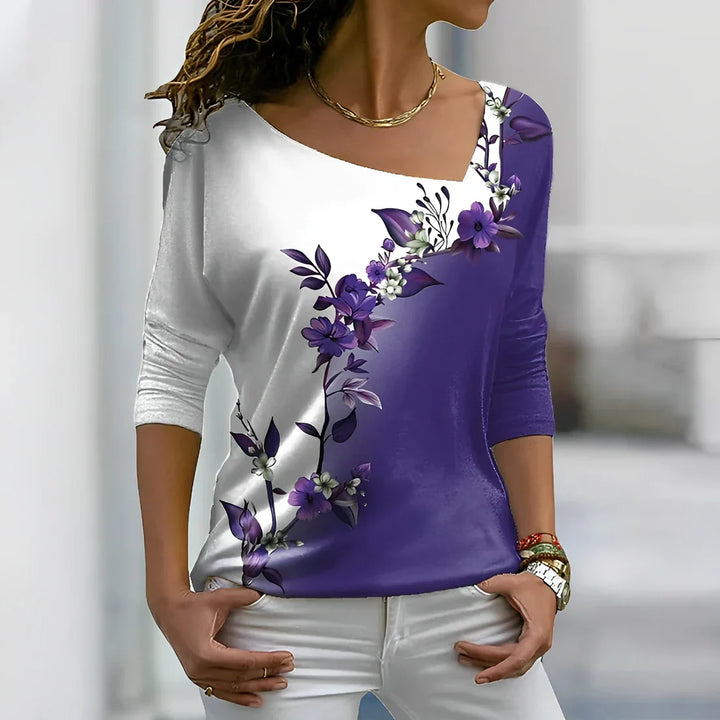 W&W Mode - Florales kontrastfarbiges Art Shirt