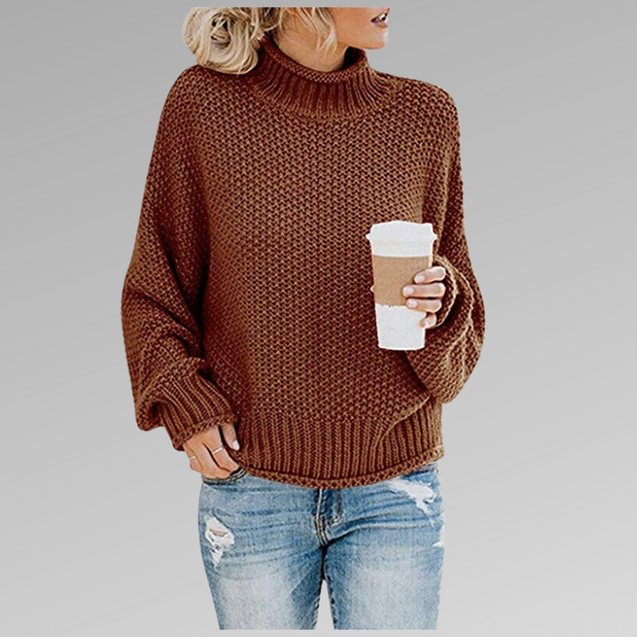 W&W Mode - Damen gemütlicher Strickrollkragenpullover