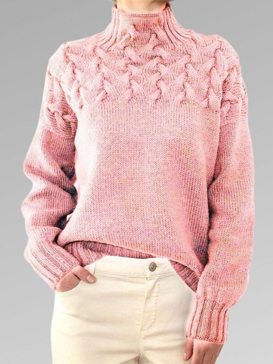 WW - Damen hochkragen Kabelstrickpullover
