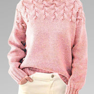 WW - Damen hochkragen Kabelstrickpullover