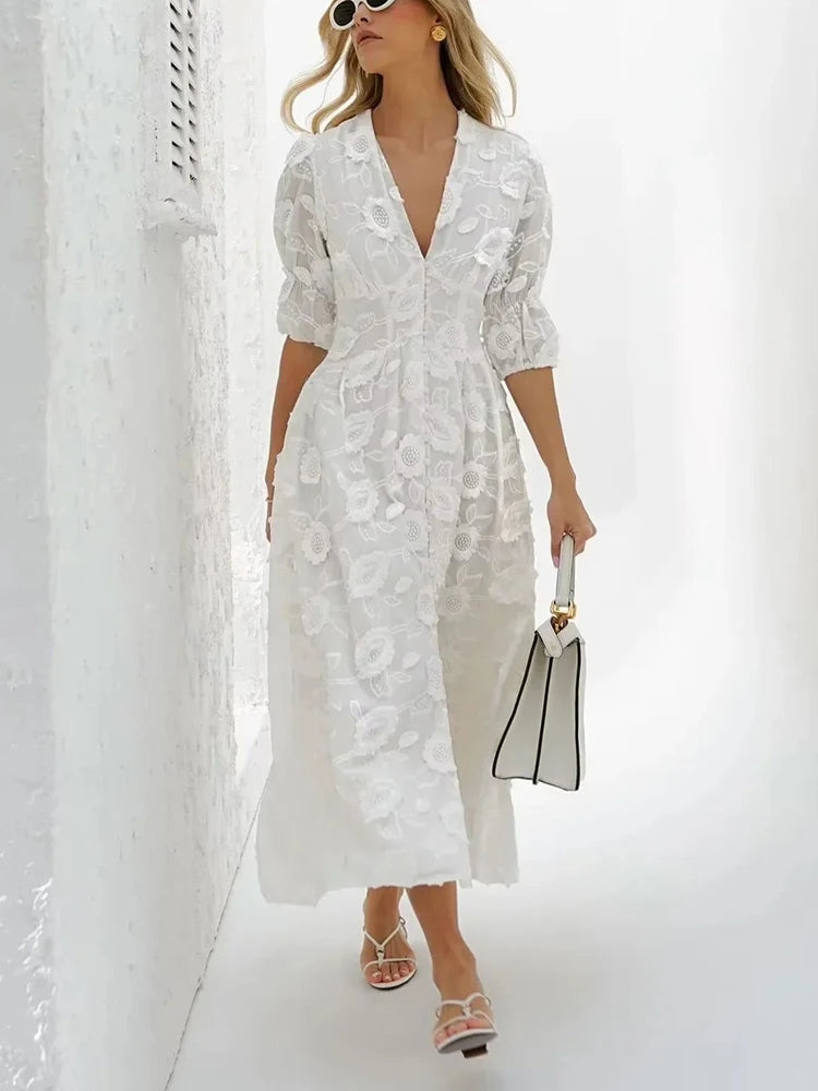 WW | Midikleid Mit Stickerei – Elegante Damenmode Für Jeden Anlass