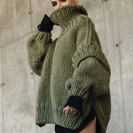 Gestrickter Rollkragenpullover in Übergröße