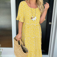Midikleid mit Rundhalsausschnitt und Polka-Dot-Print