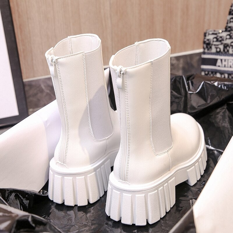 WW | Damen Stiefel Modische Plateaustiefel Mit Slip on Design, Alltagstauglich