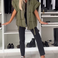 WW | Jacken mit Kapuze Einfarbig Reißverschluss und Kurzen Ärmeln