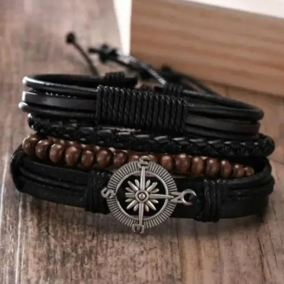 WW | Geflochtene Leder Wickelarmband Für Herren