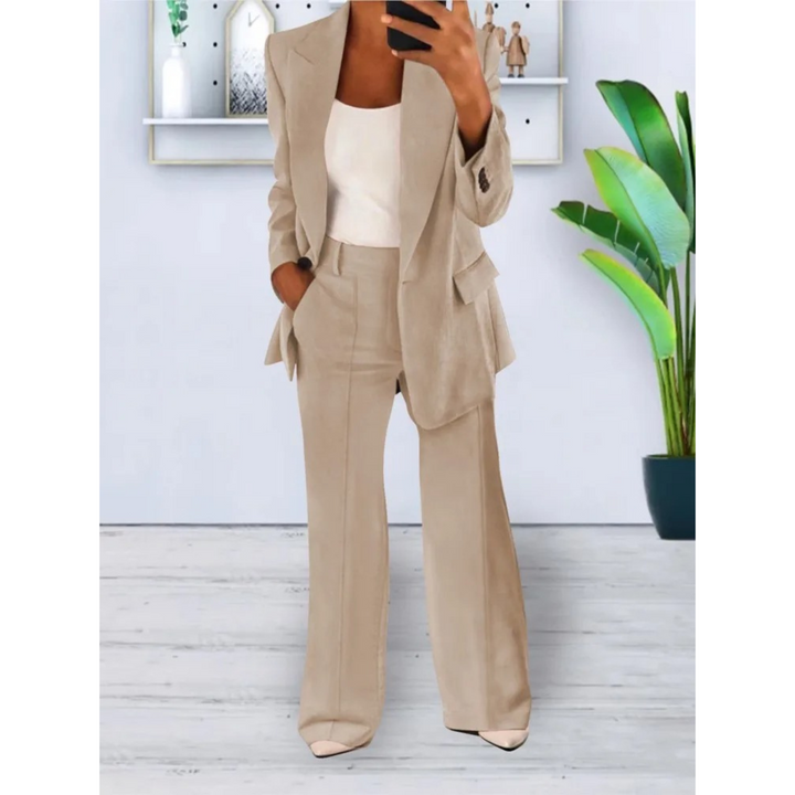 W&W Mode | lässige Passform einfarbiger lässiger Taschenblazer und Hosen Set
