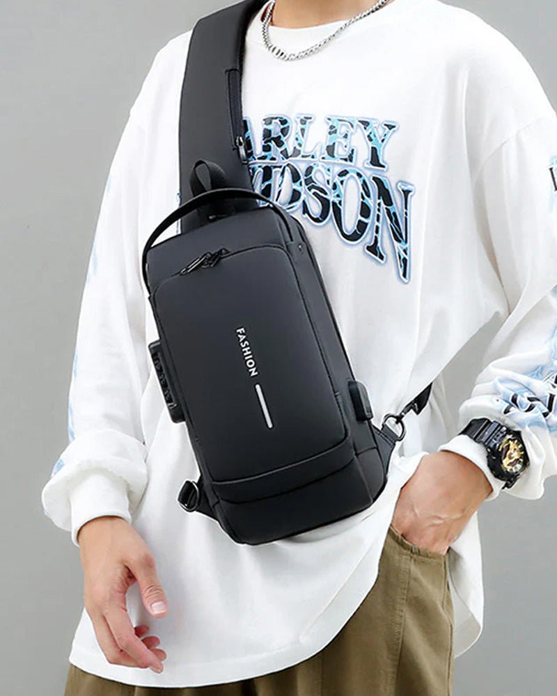 Unisex-Brusttasche mit Zahlenschloss und gepolstertem Tragesystem