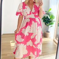 WW | Real Love Print Puffärmel Maxi Kleid