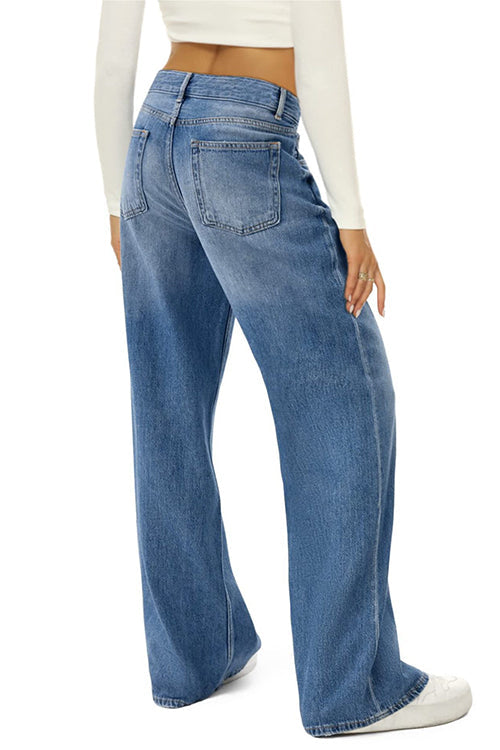 WW | Rosiedress Lässige Weite Beinhosen Aus Zerrissenem Denim