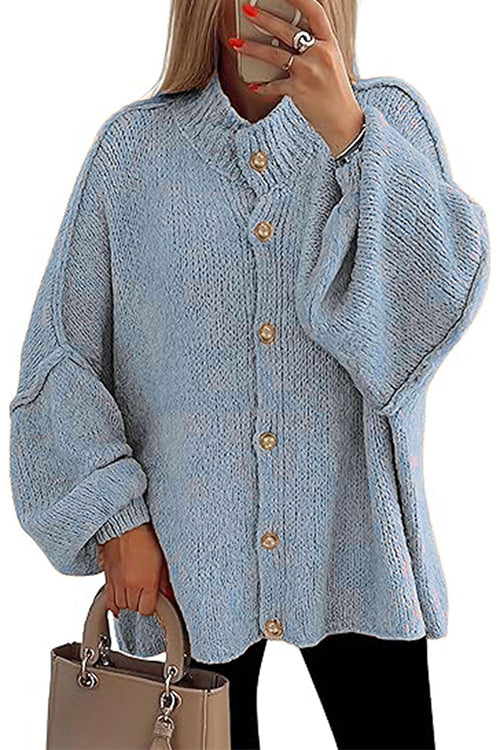 WW | Rosiedress Knopf-Down Ballonärmel Pullover Cardigan