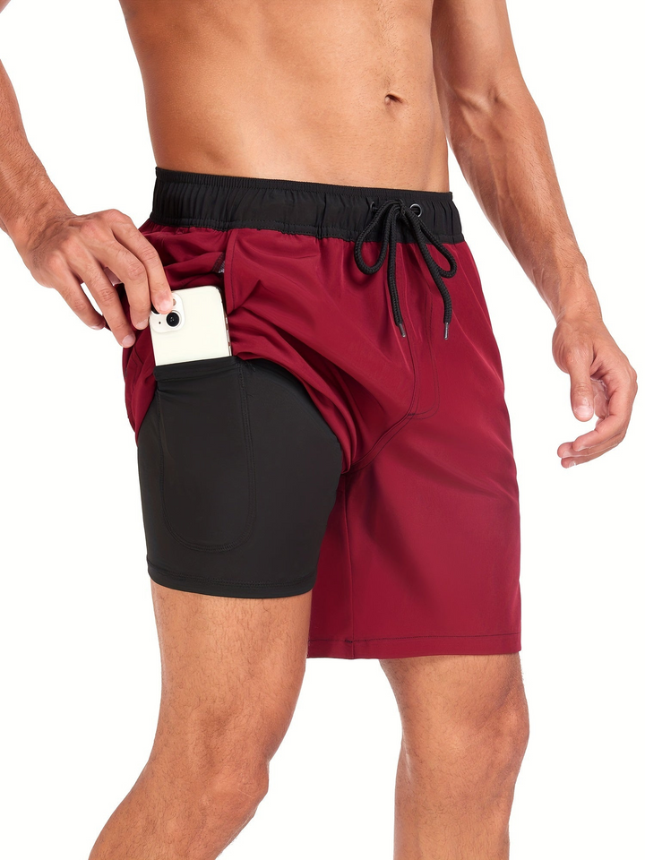 W&W Mode | Schnell Trocknende Herren Badehose Doppelschicht Design