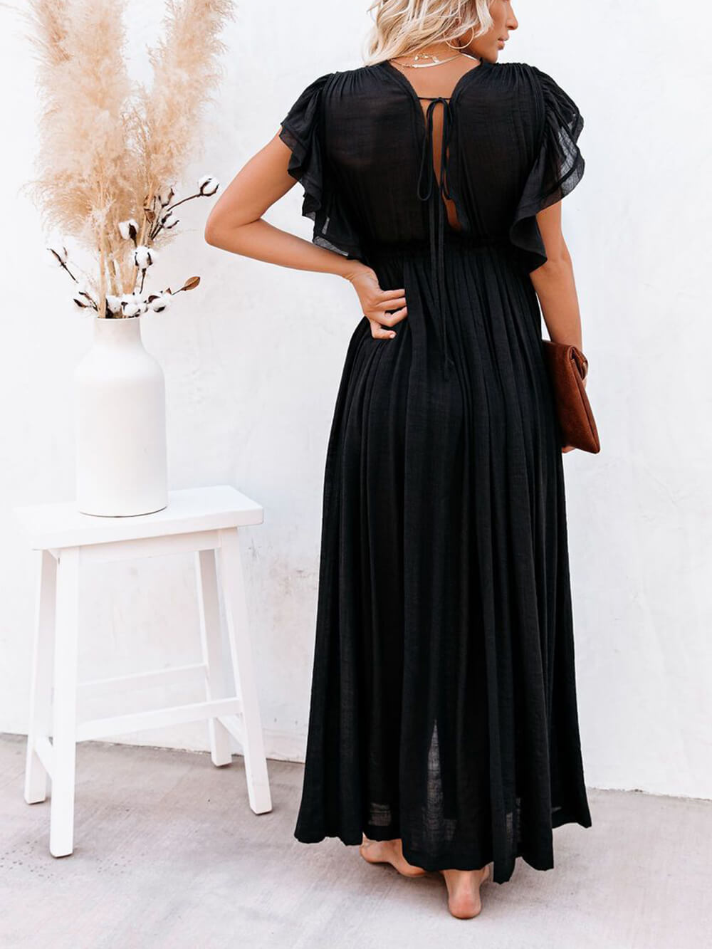 W&W Mode | Stil Maxi Kleid mit Flatterärmeln für Frauen