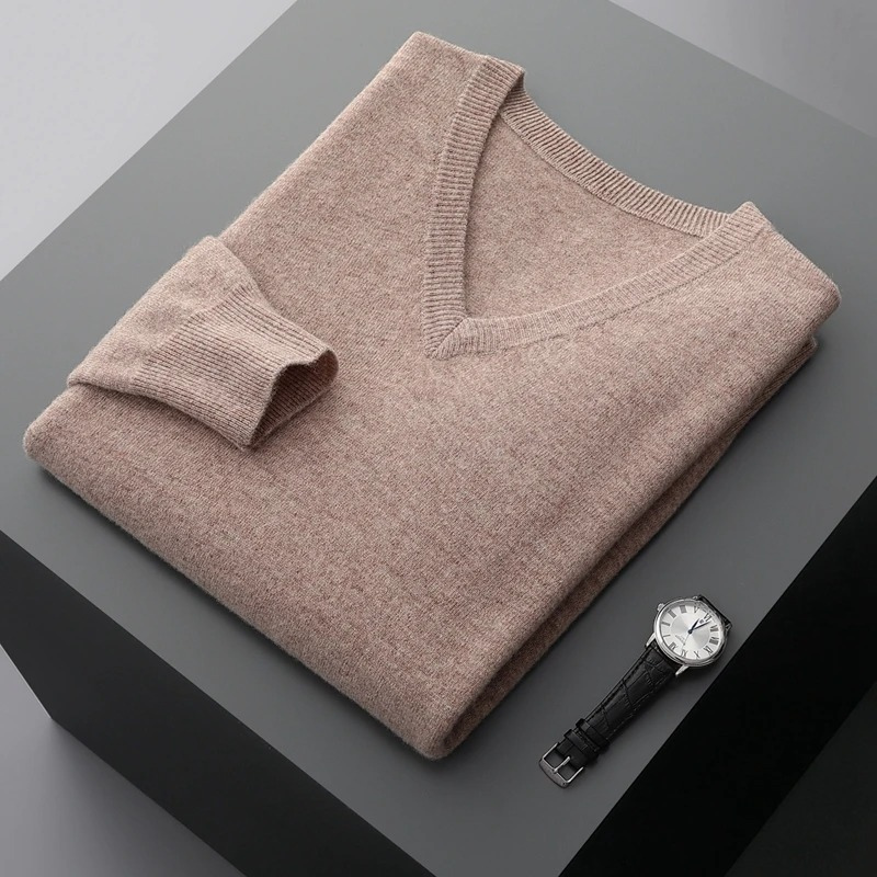 WW | Kaschmir Pullover Herren, V-ausschnitt, Weiches Kaschmir Strickmaterial