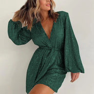 WW | Moderner Schnitt - Unifarbener Pailletten-Jumpsuit