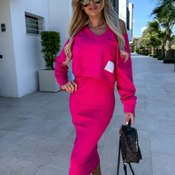 Elegantes Sweatshirt Kleid Set