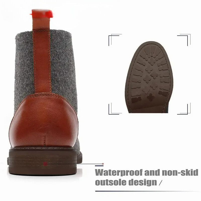 W&W Mode | Stylische Herrenschuhe Stiefel Mit Leder Und Stoffeinsatz
