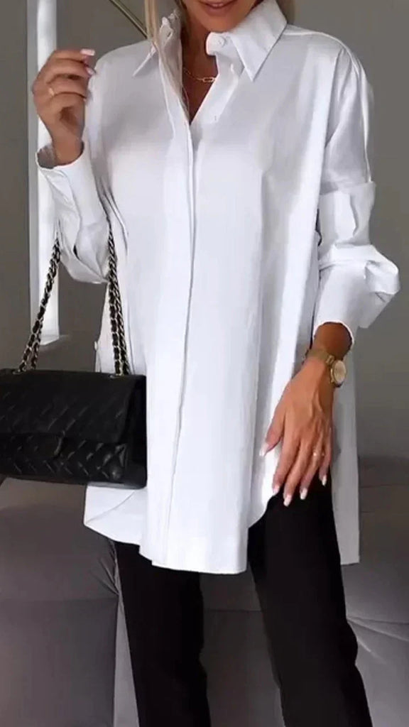WW | Oversize Shirt Bluse mit gerollten Ärmeln