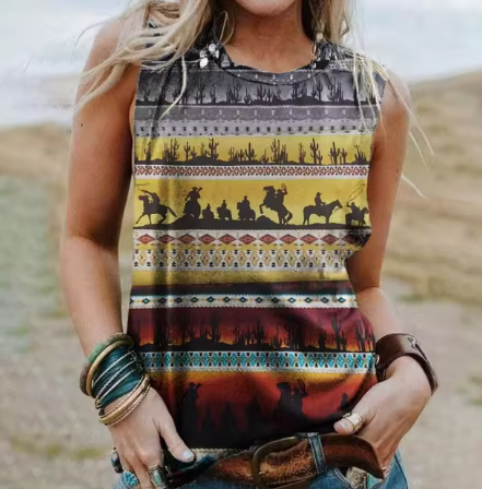 WW | Geometrie 3d Druck Western Ethnic Style Tanktops