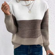 Elegante dreifarbige Patchwork-Pullover