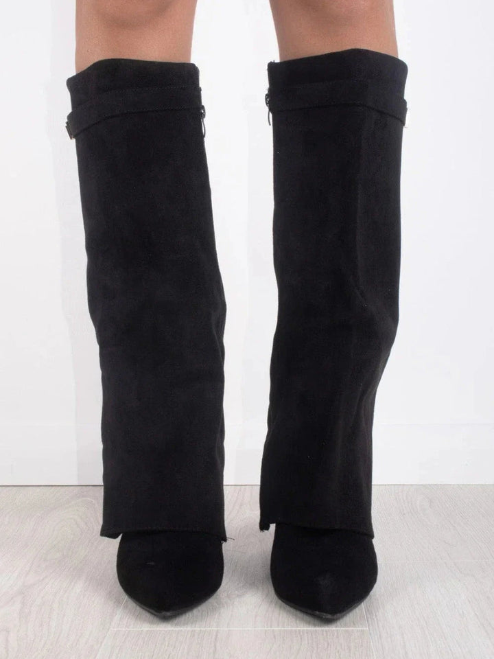 W&W Mode | Elegante Damenstiefel Aus Hochwertigem Suede Mit Goldenen Akzenten