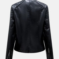 WW | Damen Lederjacke ohne Kapuze - Stilvolle Bikerjacke