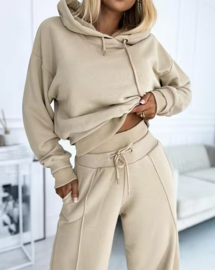 W&W Mode | Zweiteiliger Kapuzenpullover Und Hosenanzug Mit Weitem Bein