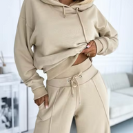 WW | Zweiteiliger Kapuzenpullover Und Hosenanzug Mit Weitem Bein